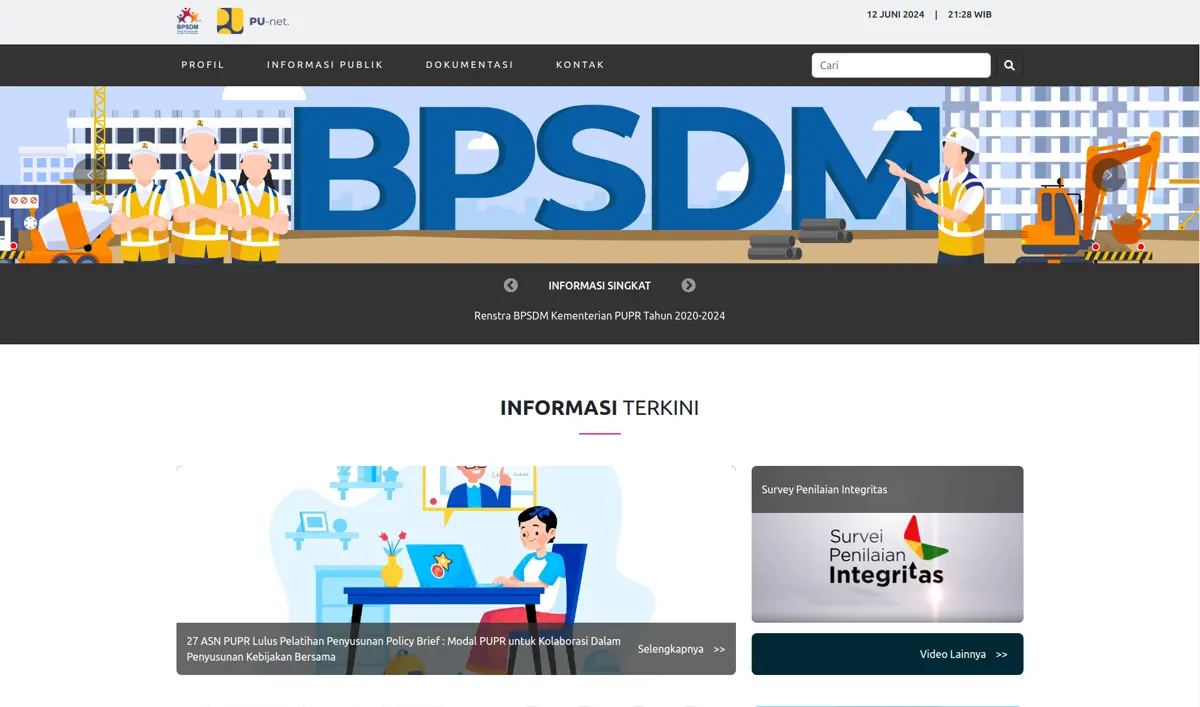 Screenshot of BPSDM PUPR Website