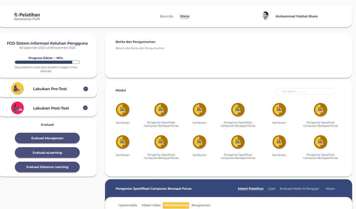 Screenshot of BPSDM e-Pelatihan