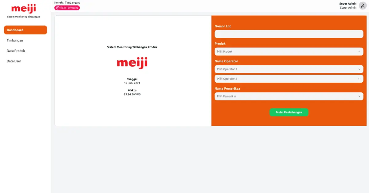 Screenshot of Meiji Weighing Monitoring System